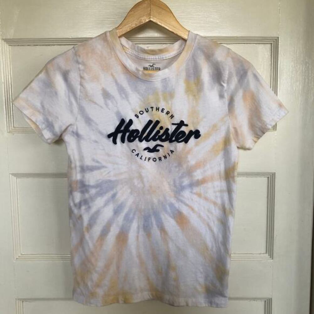 Hollister Tie Dye Logo Baby Tee T-Shirt Women's Small Y2K Indie Sleaze‎